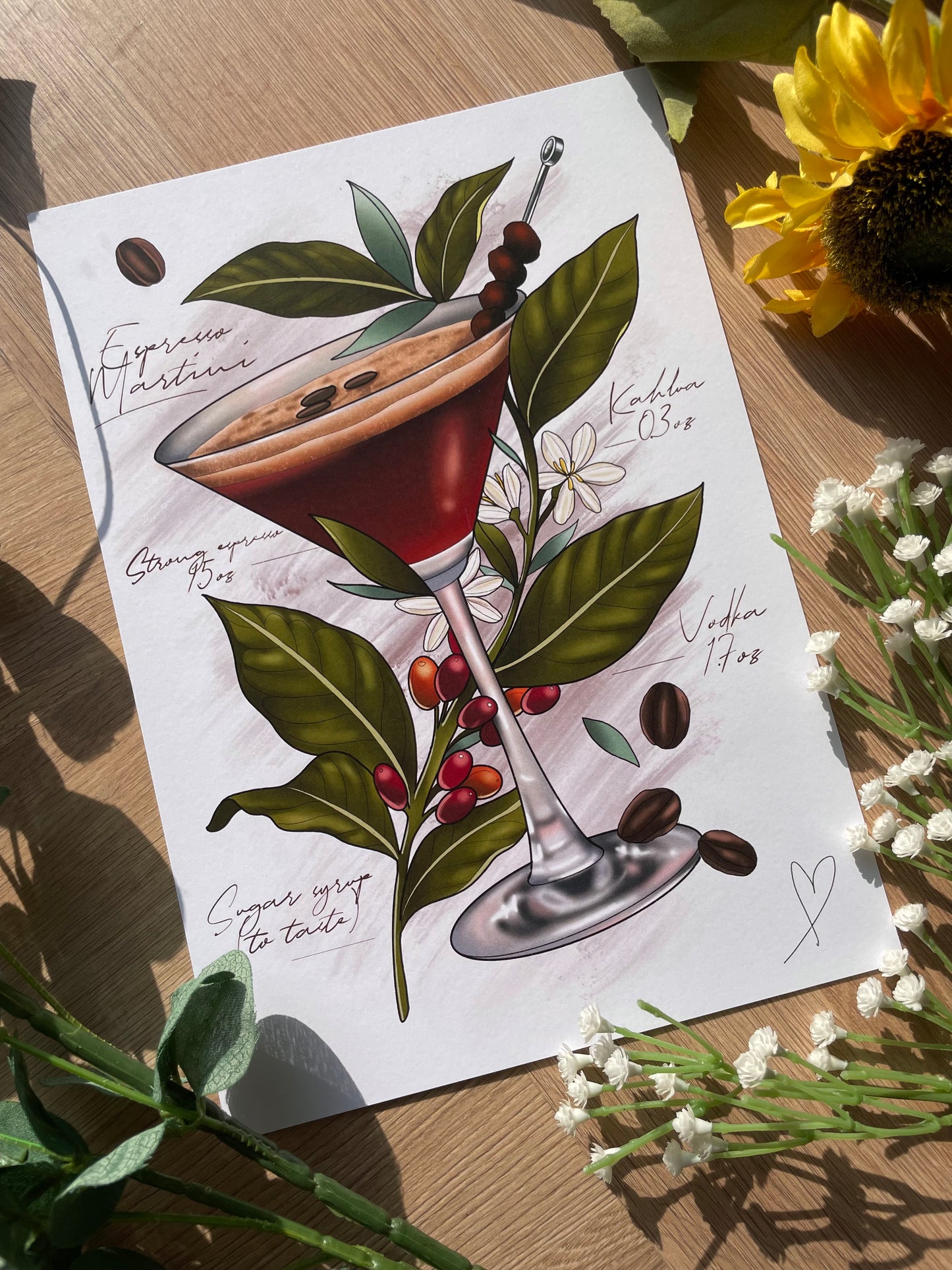 Espresso Martini Cocktail Lover Tattoo Style Print