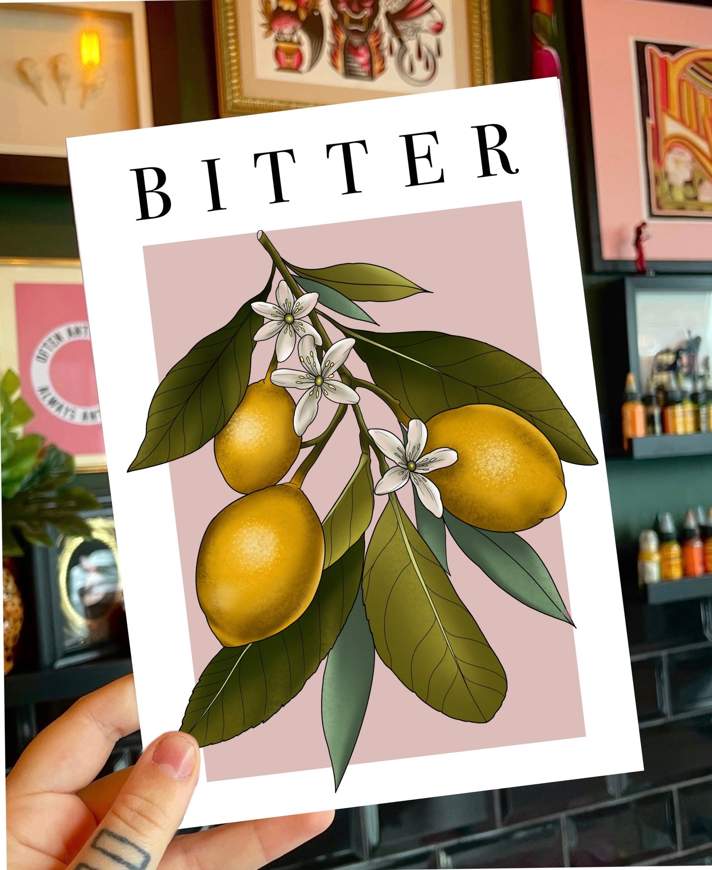 Bitter Lemon Botanical Fruit Illustration