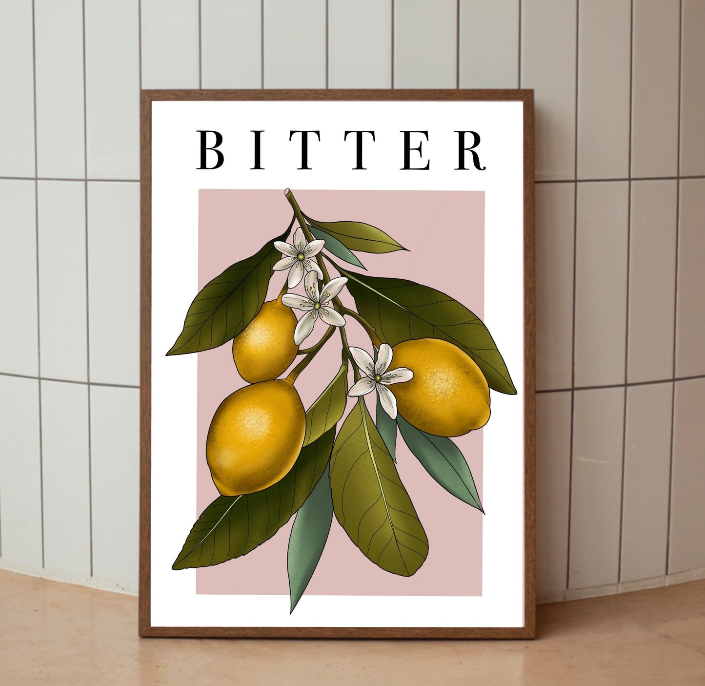 Bitter Lemon Botanical Fruit Illustration